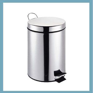 Round Stainless Steel Trash Can (12 Liters/ 3.2 Gallon)
